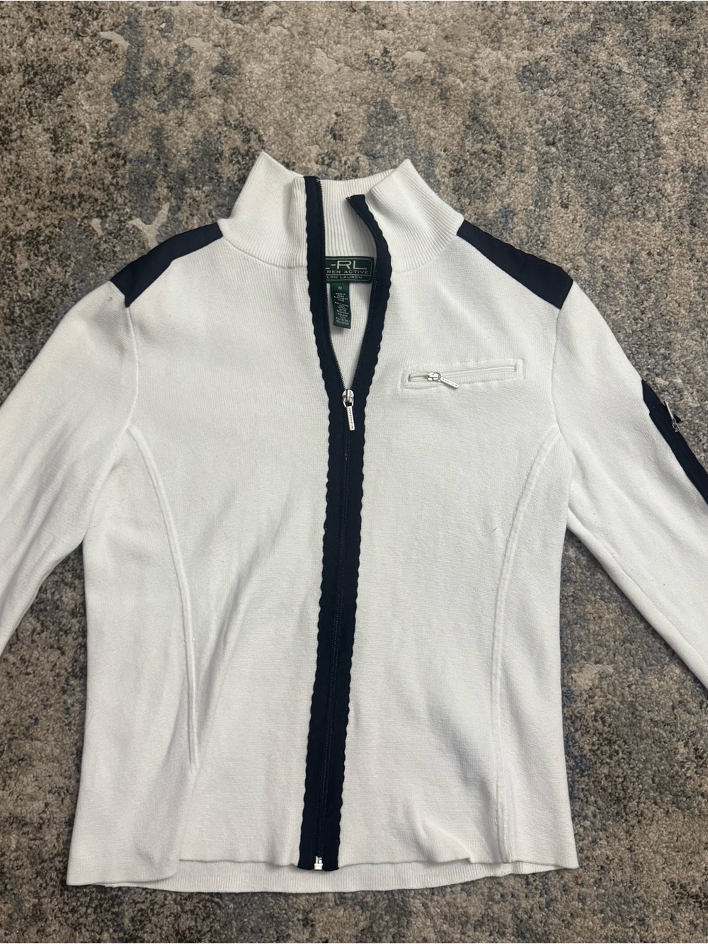 Ralph Lauren White Zip Front Jacket with black Trim